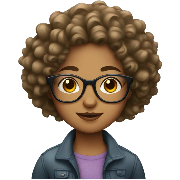 A girl with curly hair and glasses emoji