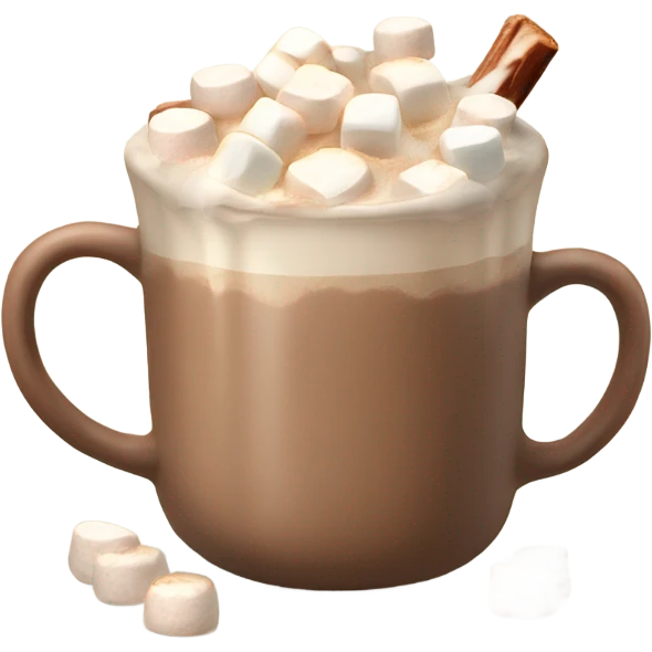 Light beige mug of hot chocolate with marshmallows  emoji