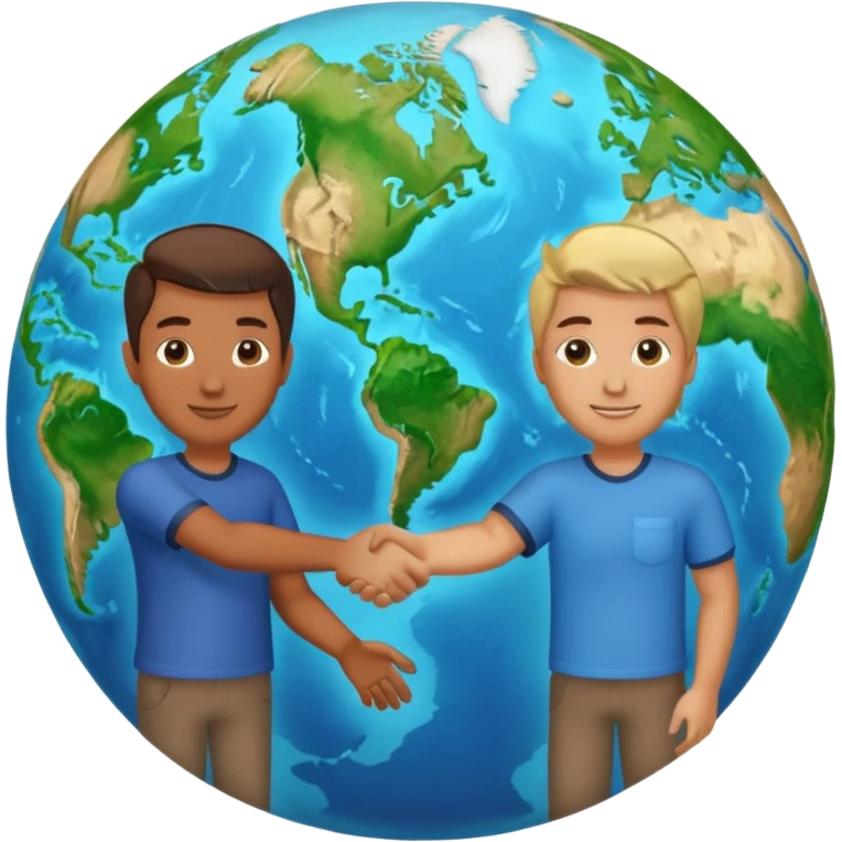 Shake hands and a globe showing negotiation of climate change with accurate image showing environment  emoji