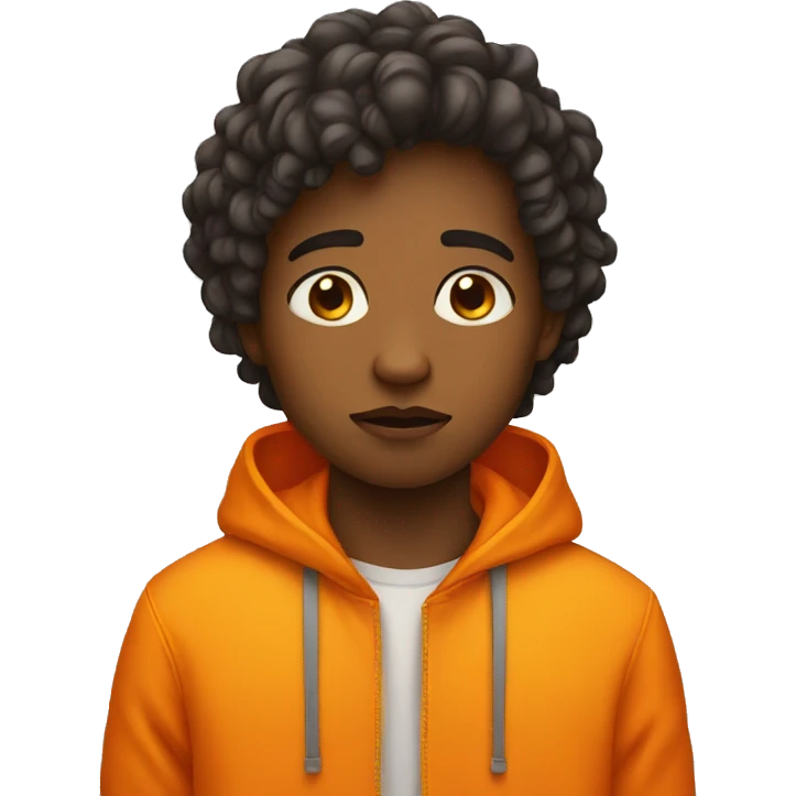 sad kid in a bright orange clothes emoji