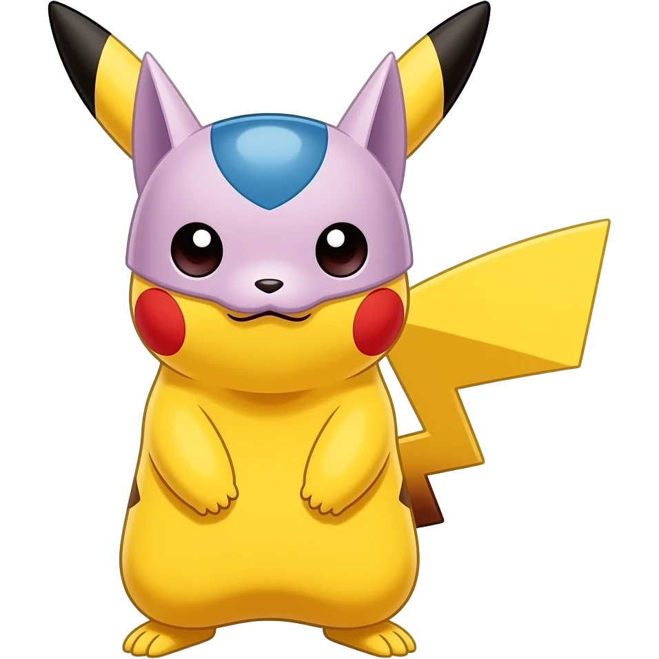 Un pikachu qui porte un masque de mewtwo emoji