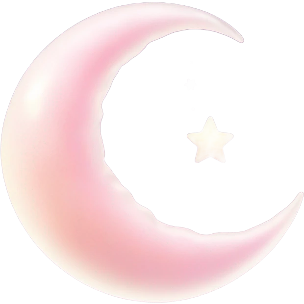 Pink opal crescent moon with stars and clouds  emoji