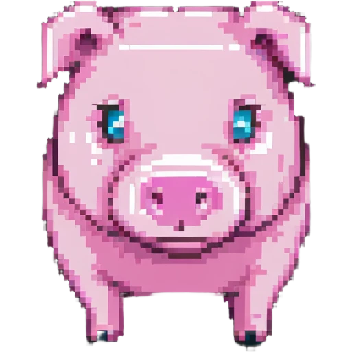 Minecraft pig, full body, pink blocky animal with square head and square body emoji