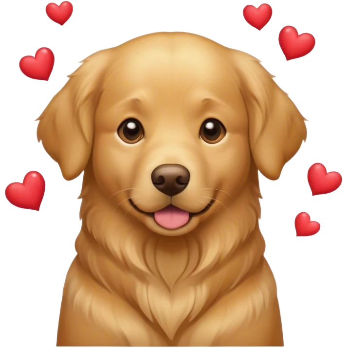Golden retriever with hearts emoji
