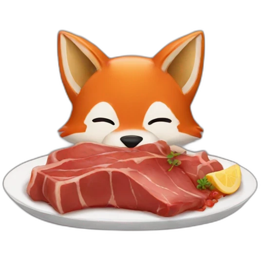 Fox eating cooked meat  emoji