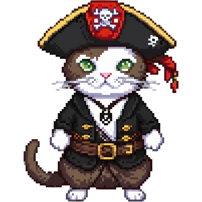 Skibidi cat dressed as a pirate in a Vietnam War setting emoji