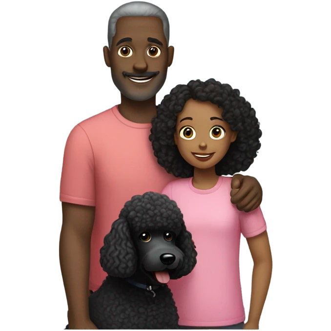 Dad daughter and black poodle emoji