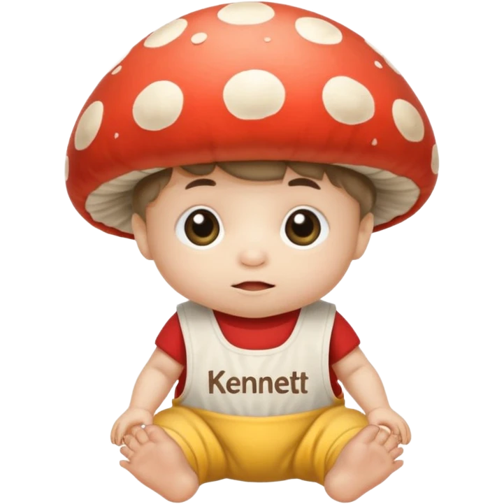 a human baby mushroom crawling with the work kennett on his bib emoji