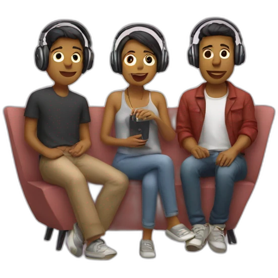 3 people listening to music emoji