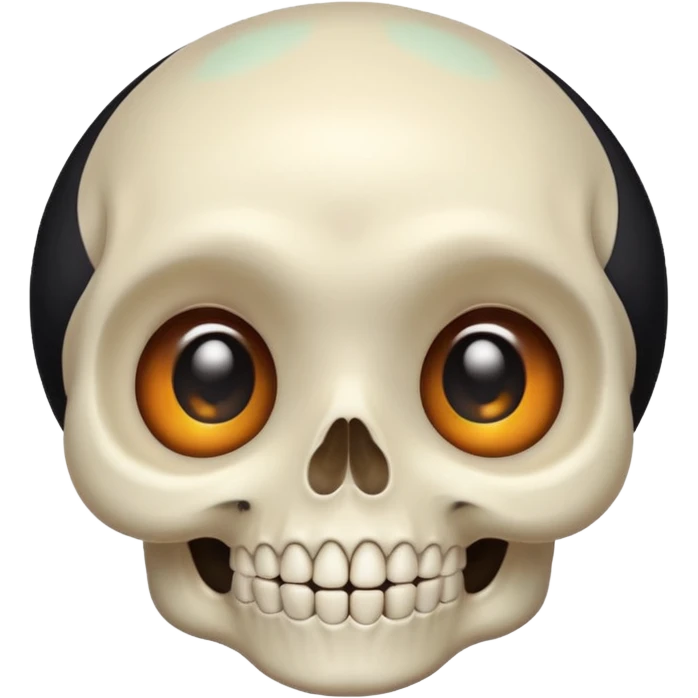cute Halloween skull, big eyes, smiling, pastel colors emoji