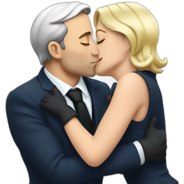 macron kiss lepen emoji