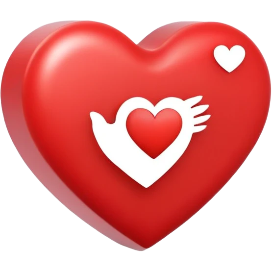 square social media post with a heart icon floating above it. The post includes a simple image and caption lines emoji