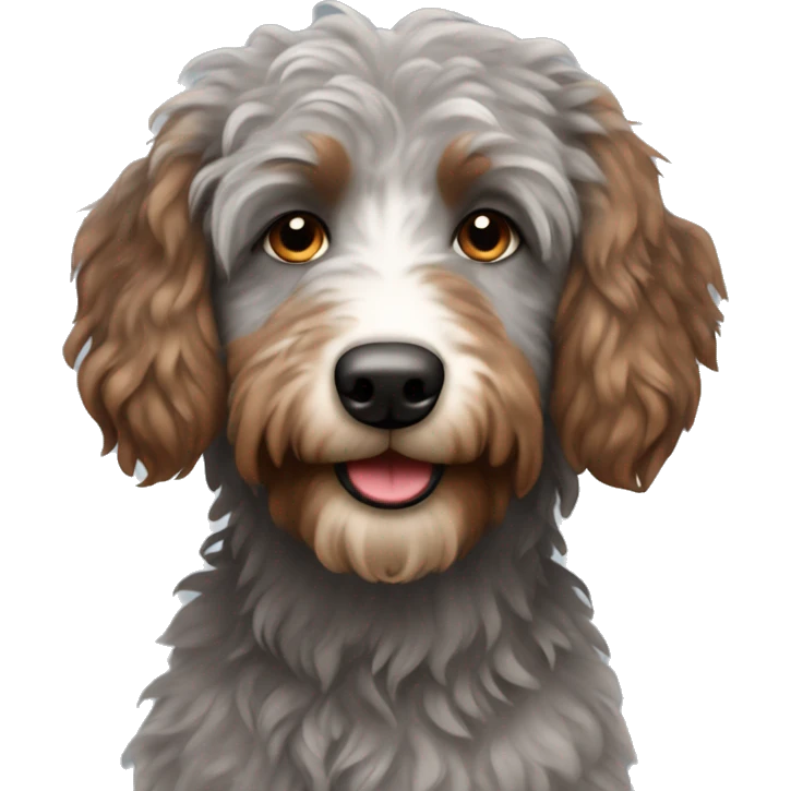 Grey and brown Aussie doodle emoji