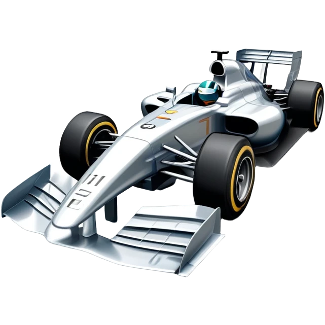 An icon showing a Formula 1 car racing down a track, with speed lines trailing behind. The design captures the intensity of high-speed racing, with sharp curves and bright track lights in the background. Transparent background highlights the action and excitement of racing. emoji