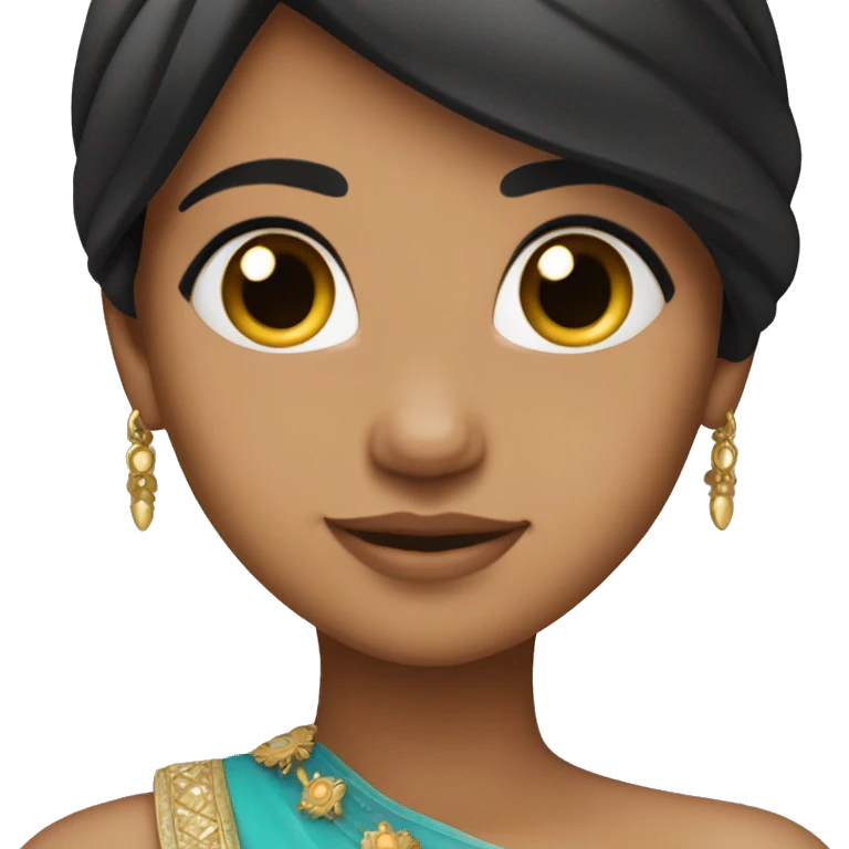 iPhone-style princess emoji with Indian girl pretty skintone black hair emoji