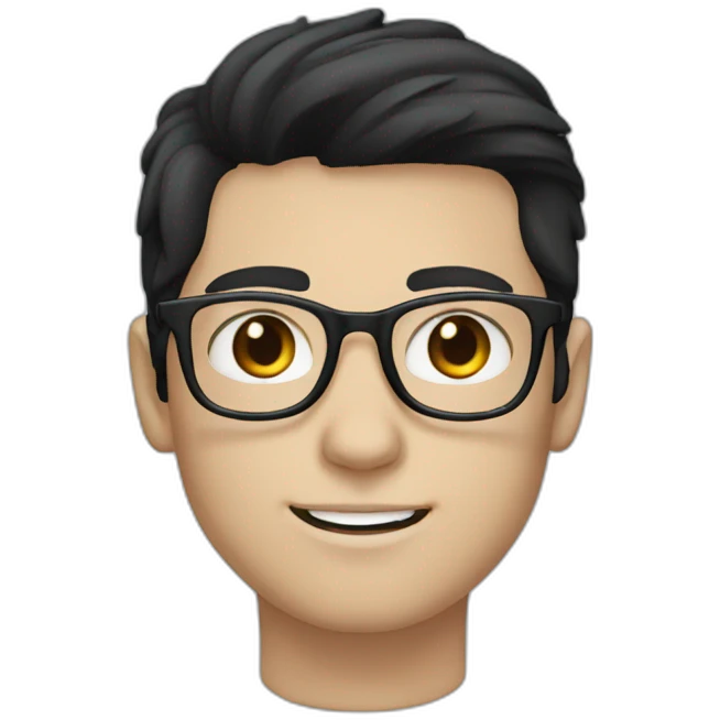 White boy black hair blue eyes glasses emoji