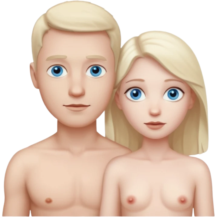 White Man blue eyes and white woman blue eyes having sex naked emoji