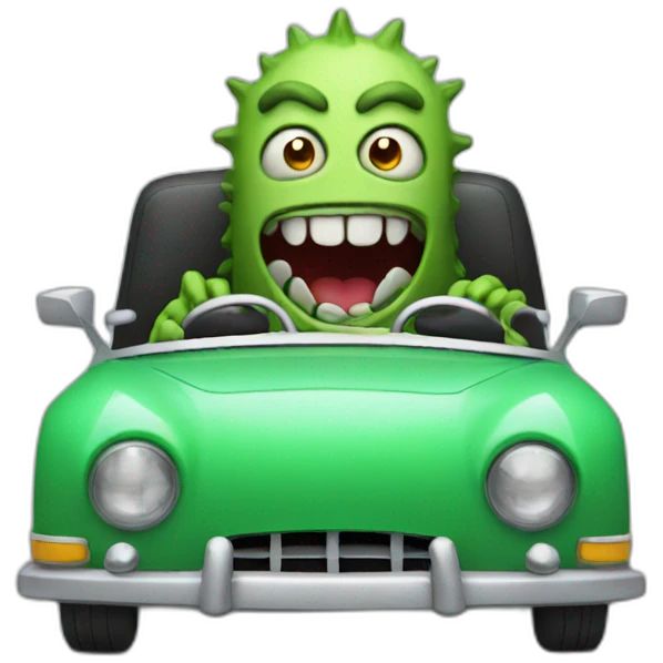 Monster Driving a car  emoji