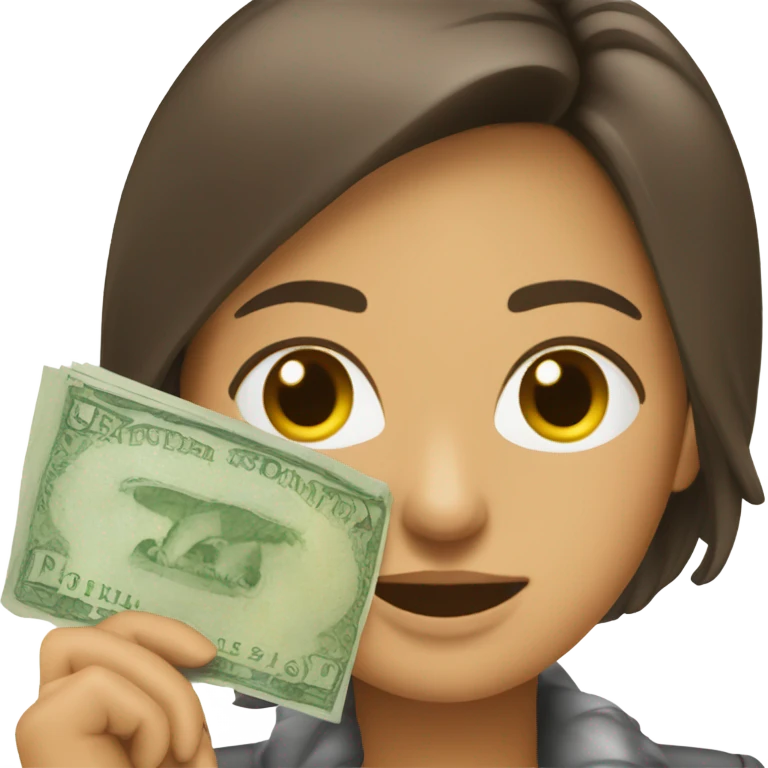 femme brune riche avec billets  emoji