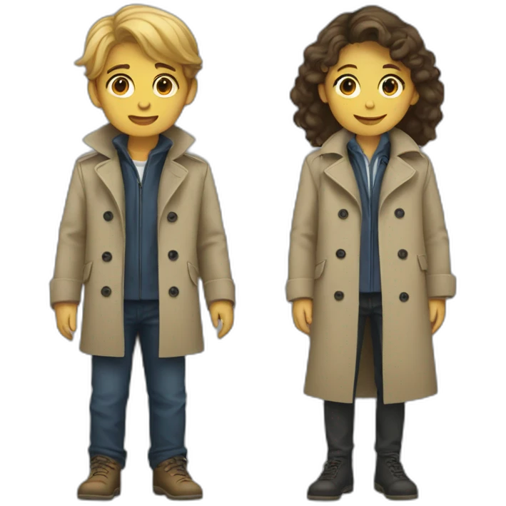 Two kids in a trenchcoat emoji