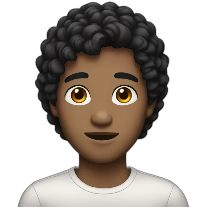 Black hair ,White young man emoji