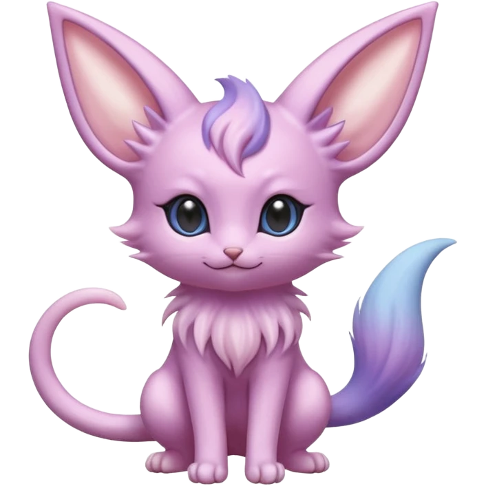 Cute kawaii fluffy floofy Pastel Gradients Shiny silky realistic smooth soft Espeon-Mew-Minccino-Delcatty-Pachirisu-fusion emoji