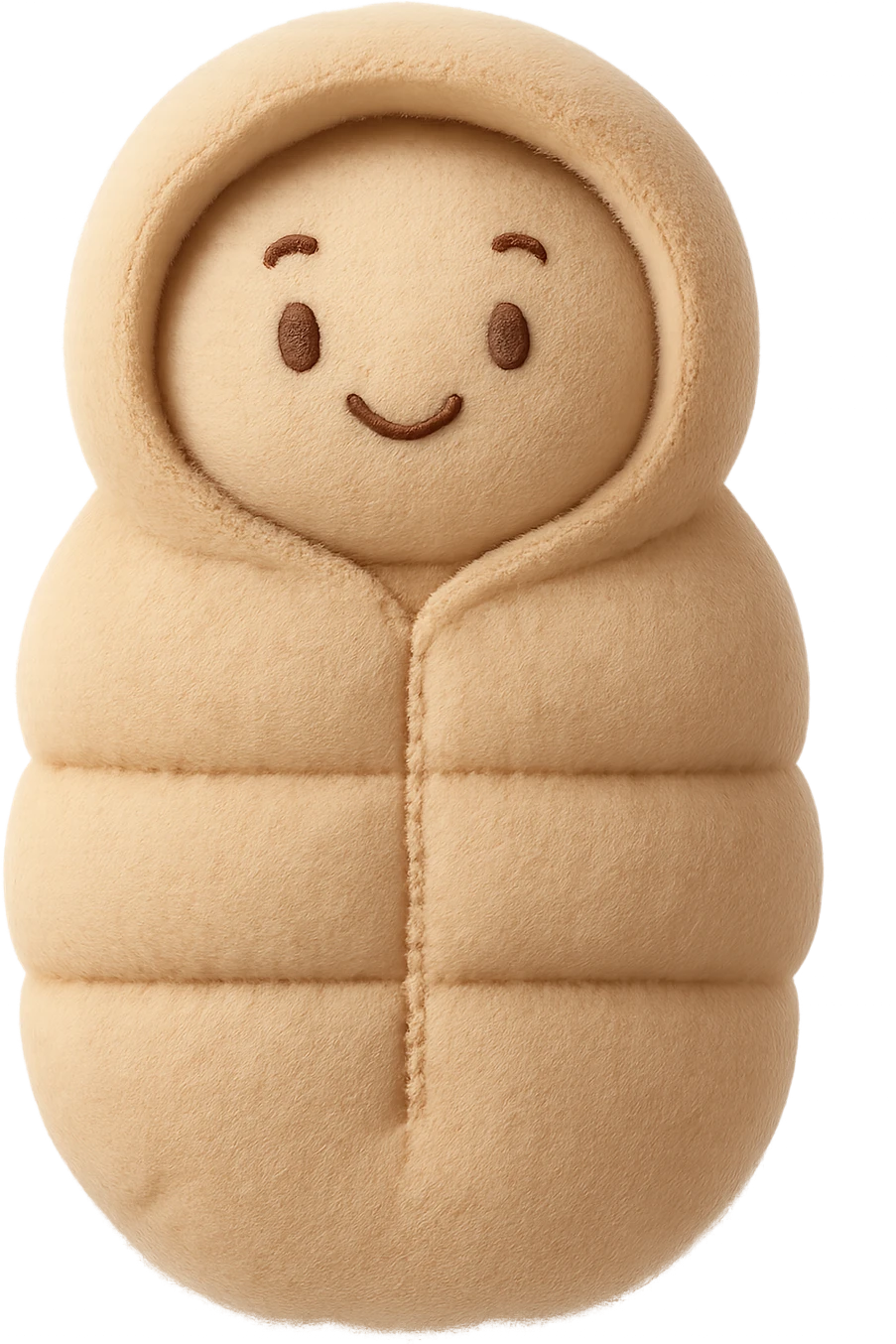 Remove the background while keeping the smooth organic 3D style with a soft beige color palette. The design should be minimal and elegant, with rounded shapes and soft lighting, avoiding blocky forms. emoji