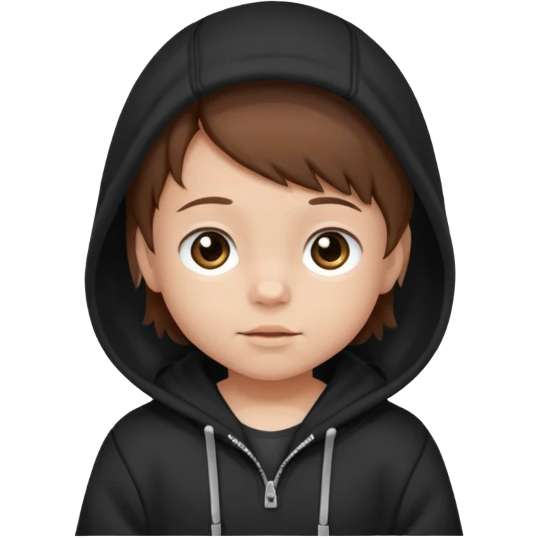 baby with brown hair and black hoodie emoji