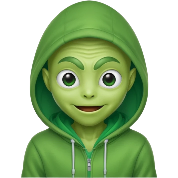 happy alien wearing hoodie emoji