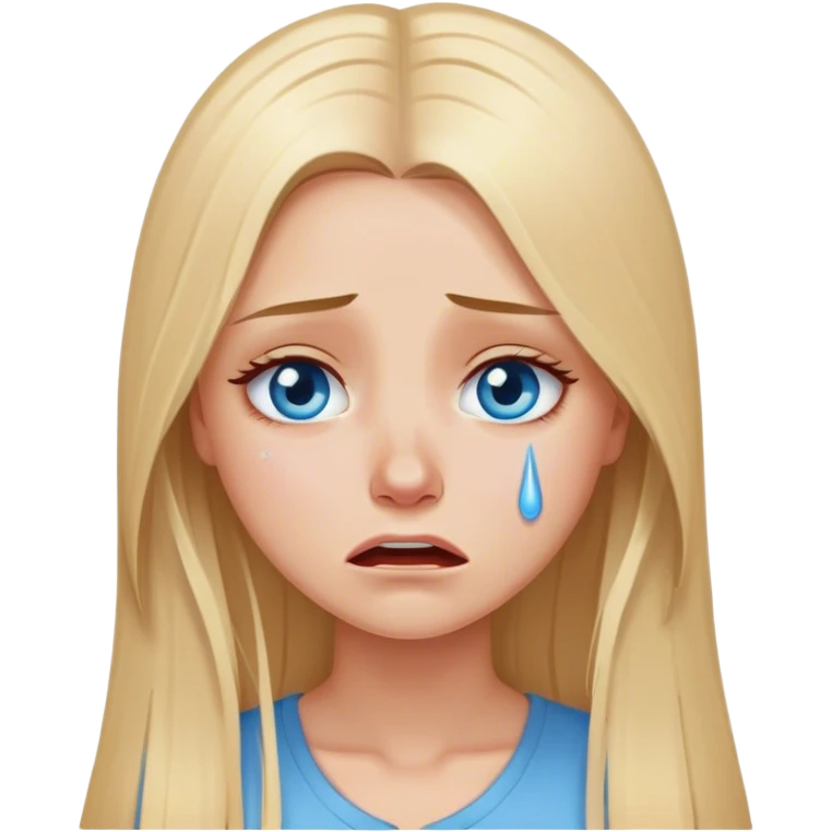 beautiful white girl with long straight blonde hair blue eyes crying  emoji