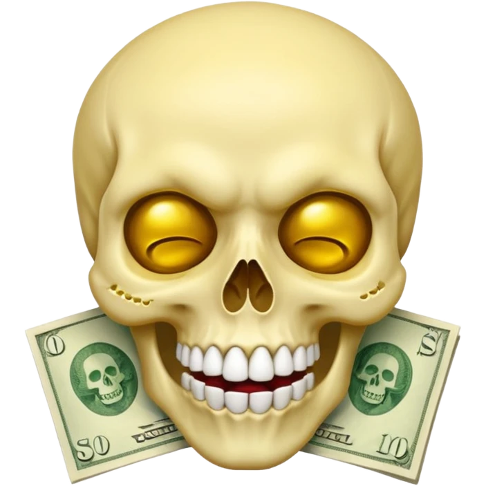 Money White Skull Emoji and Tongue Face emoji
