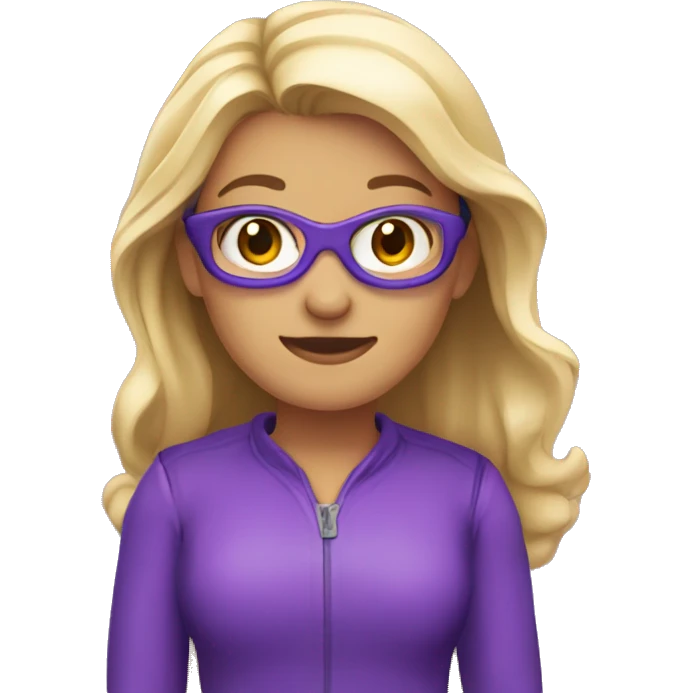 Une fille super héro du marketing habillée en violet qui tient une fusée emoji