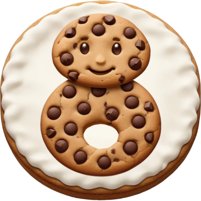 {
    "type": "object",
    "look": "chocolate chip cookie man, round chips, baked surface, front view",
    "description": "a cookie man made of chocolate chip dough, with visible chips and soft edges"
  } emoji