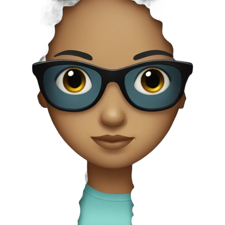 Girl with black hair and sunglasses emoji