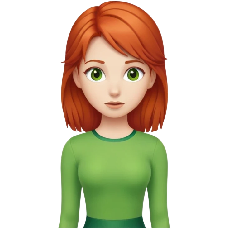 fille rousse avec un ensemble collant vert emoji