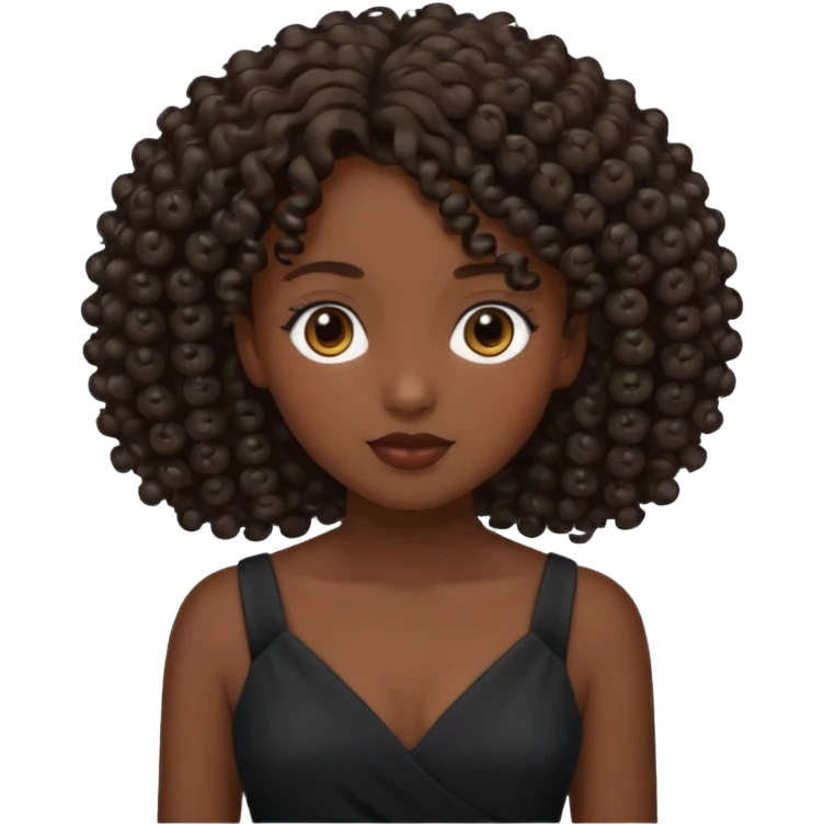 curly haired black dress girl emoji