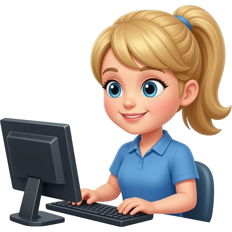 Une fille qui est comptable avec un ordinateure emoji