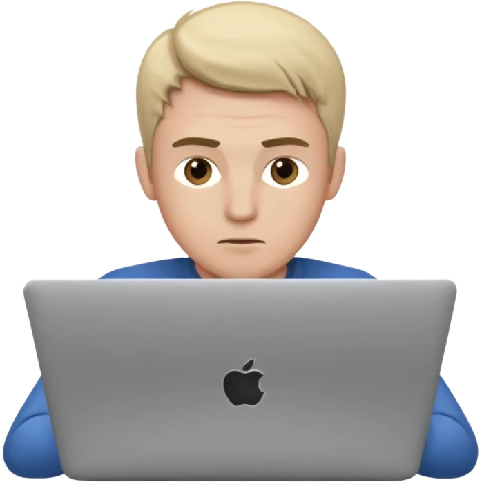 a fair man working on laptop , front view emoji
