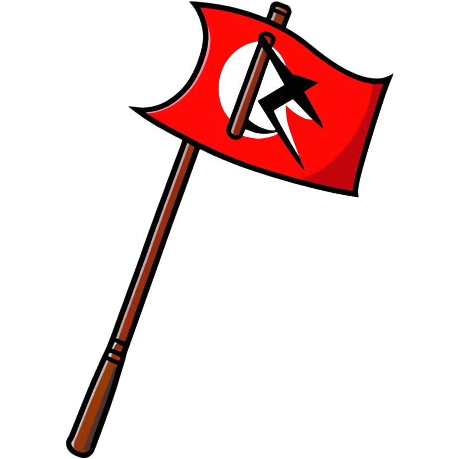 Revolutionary red banner with hammer and sickle symbol from 1918 Russian Civil War emoji