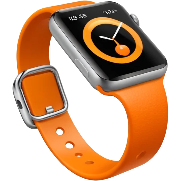 a orange apple watch with fitness rings in the style of an ios emoji  emoji