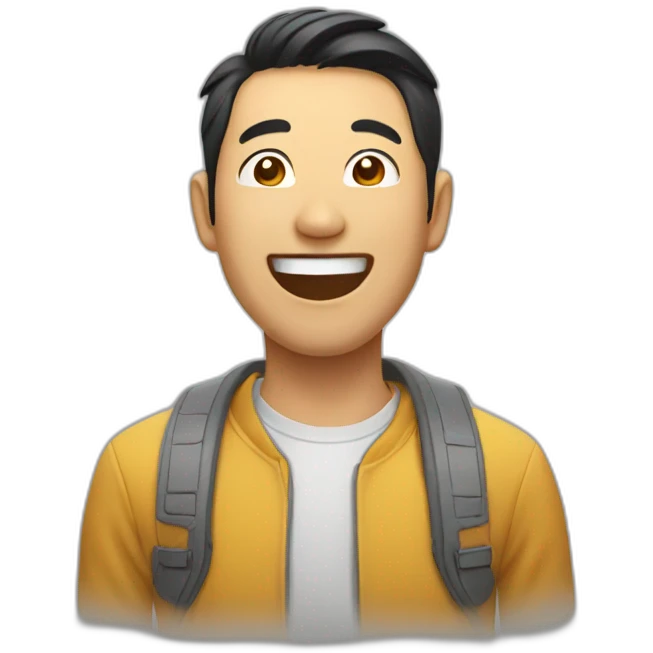Asian man laughing emoji