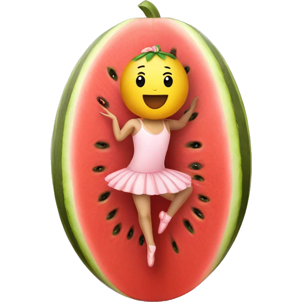 ballerina emerging from watermelon like a chick from an egg emoji