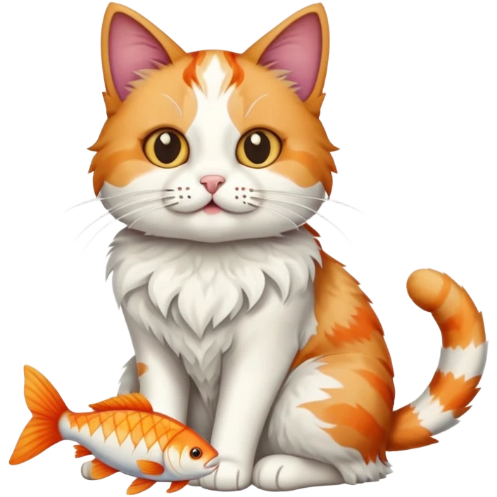 cat full body sitting with fish bones in mouth emoji
