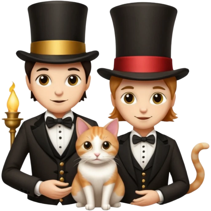magician couple and their pet cat emoji