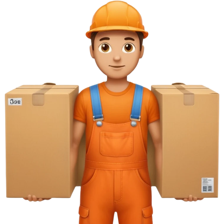 man orange overalls carrying a large box emoji
