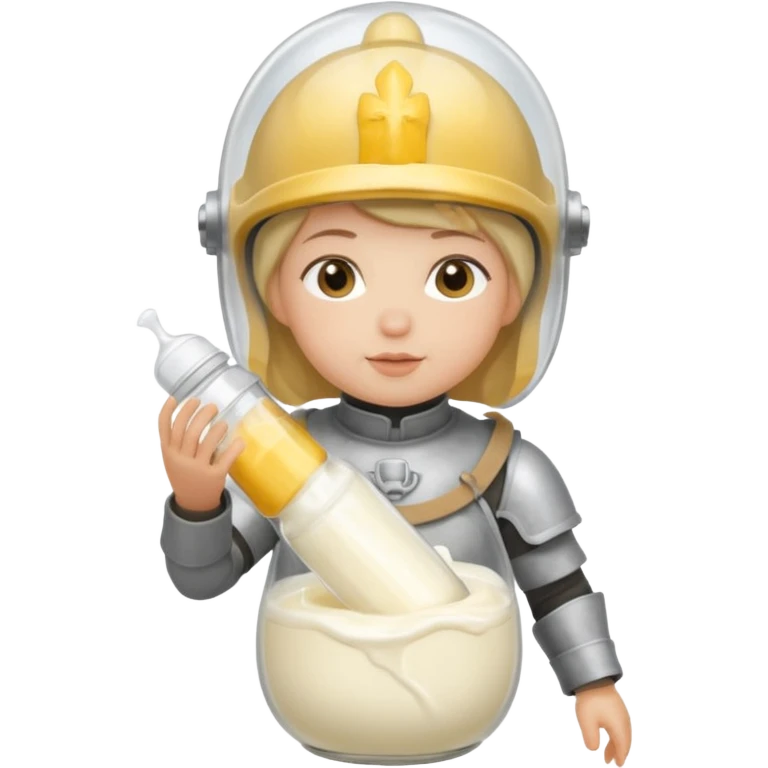 Un biberon avec du lait chaud et Jeanne d’arc qui flotte dedans  emoji
