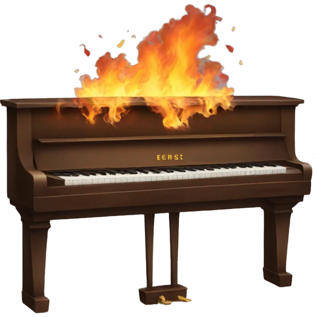 Burning Brown upright piano with painted flowers on the back of it emoji