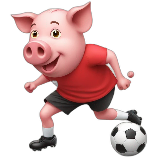 pig with red shirt kicking a soccer ball emoji