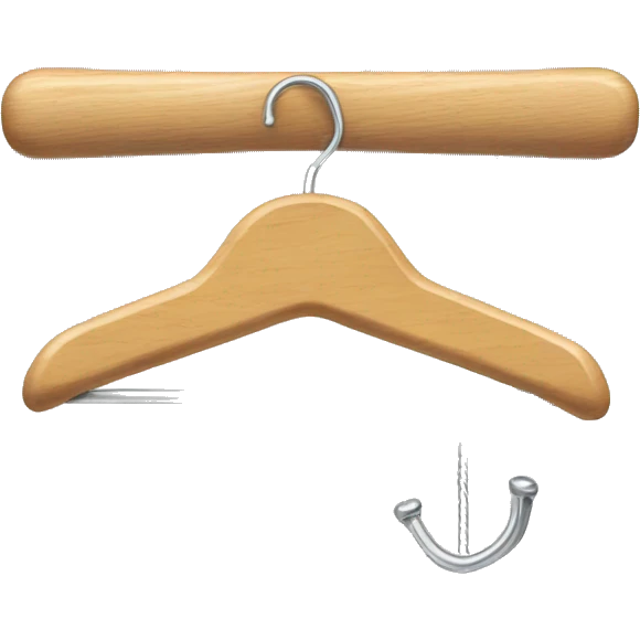Wooden clothes hanger with silver metal part  emoji
