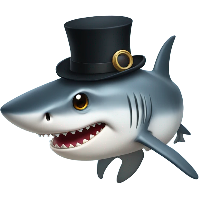 Shark with a top hat emoji